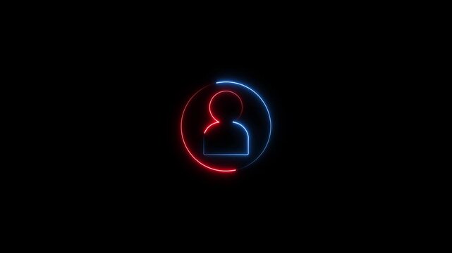 Neon user profile animation with glowing blue and red circular border circle