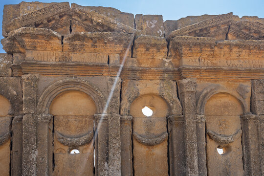 Ancient Roman Mausoleum Atilii ruins in Sadaba, Aragon