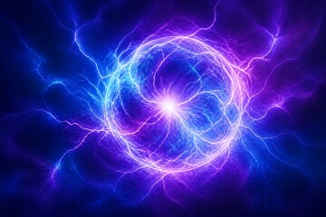 Naklejka premium Bright colors swirl and mix in shades of purple and blue, forming a dynamic pattern that suggests energy and motion, set against a dark backdrop.