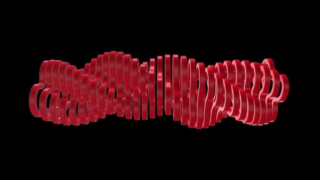 Dynamic red curved lines motion graphic on transparent background