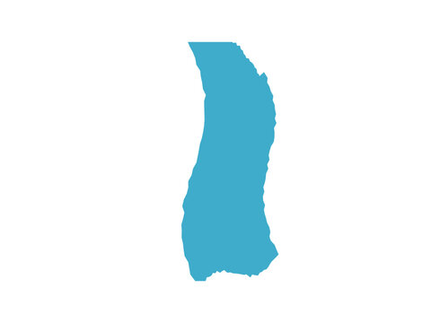 A flat blue silhouette shape of the country of georgia in the caucasus region