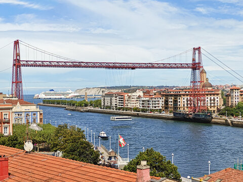 The Bizkaia suspension transporter bridge Puente de Vizcaya in Portugalete, Basque Country, Spain. On 13 July 2006, the Vizcaya Bridge was declared a World Heritage Site by UNESCO.
