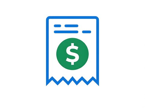 Financial receipt with dollar sign payment vector icon, purchase