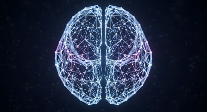 Artificial intelligence neural network digital brain wireframe concept