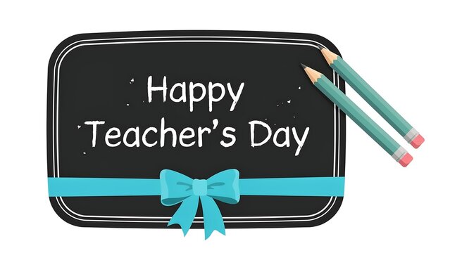 Happy teacher's day blackboard illustration with pencils