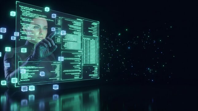 Holographic Transparent Screen with Green Data Matrix Code Interface