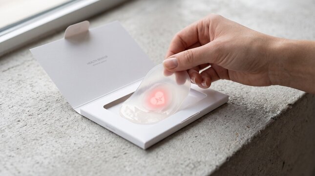 Bio-Sensor Patch Unboxing on Textured Concrete Surface