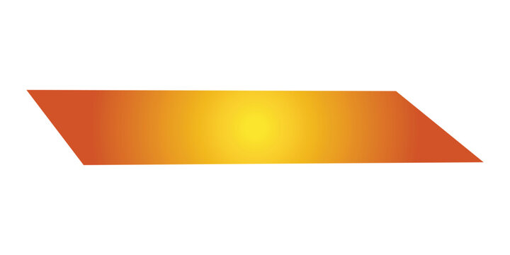 Vibrant orange gradient parallelogram shape with bright yellow center isolated on white background