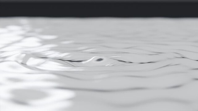 Forming impact droplet creating crown and ripples on studio liquid surface, sending second droplet