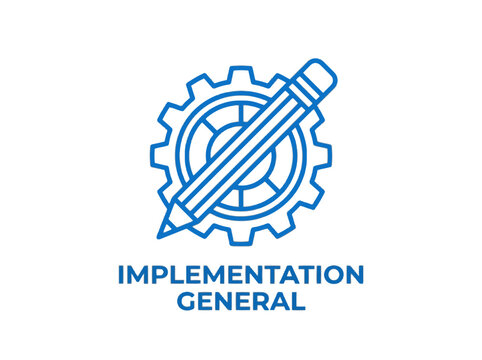 Blue icon with gear and pencil isolated on transparent background, Vector