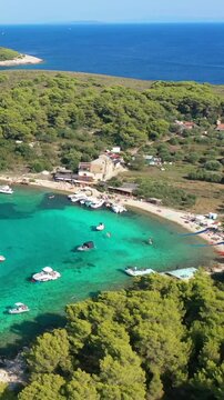 Pakleni Islands Scenic Aerial Coastal View Croatia