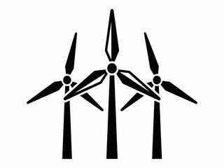 Three wind turbine silhouettes against a transparent background a clean and modern representation alternative energy eco friendly renewable resources © Mun taha Design