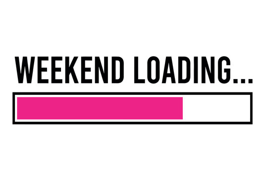 Progress bar with pink fill and text reading weekend loading on a white background indicator color magenta flat design