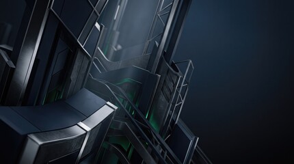 Naklejka premium Labor Day (USA/Canada) 2026 abstract background design Modern glass elevator with metal framework in dim lighting