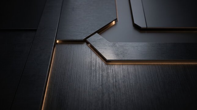 Labor Day (USA/Canada) 2026 abstract background design Modern metallic corner panel with brushed copper trim on dark surface