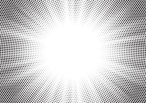 Halftone sunburst with monochrome vector dots, pop-art comic style, star rays, radiant shine, explosion effect, and vintage poster texture.
