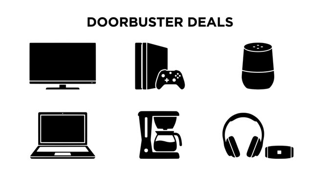 Doorbuster Deals: Electronics Icons, Gaming Console, Smart Speaker, Laptop, Coffee Maker, Headphones