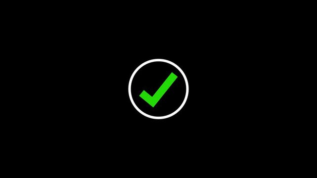 Animated green checkmark in white circle, minimalist success and approval symbol for ui and digital interfaces