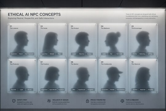 Silhouetted npc concept profiles displayed on office wall
