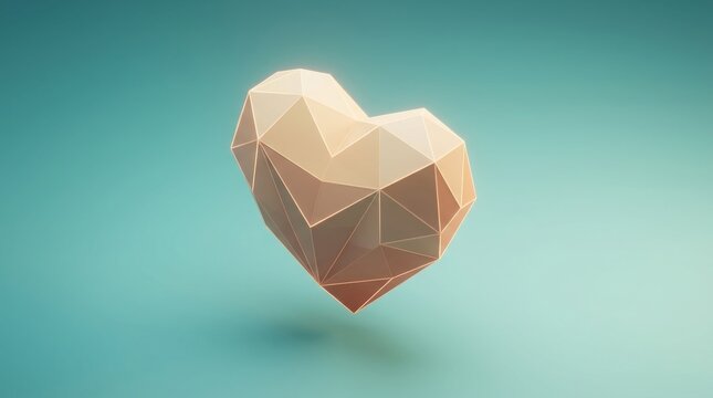 Geometric heart shape made from light colored polygons