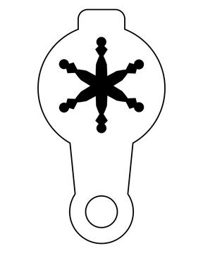 Snowflake, Christmas stencil for cappuccino, coffee, or cookies - vector template for stenciling or laser cutting. Snowflake Stencil for winter holidays
