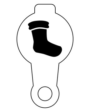 Stocking, Christmas cookie stencil, cappuccino - vector template for stenciling or laser cutting. Stocking Stencil for the winter holidays