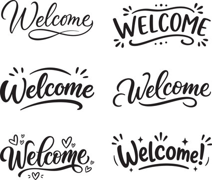 welcome calligraphy lettering typography text design vector set