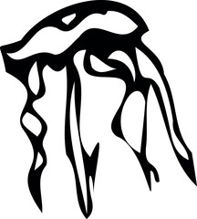 Stylized jellyfish black silhouette © Kazakova Maryia