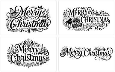 Elegant christmas typography collection vintage inspired festive greetings for holiday marketing and seasonal designs © Shahriar Ahamed