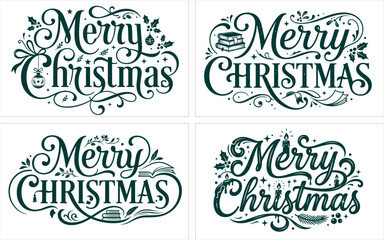 Elegant merry christmas typography collection for holiday greetings and festive decorations © Shahriar Ahamed