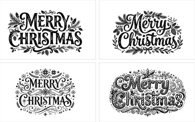 Elegant merry christmas typography collection for holiday cards and festive decorations © Shahriar Ahamed