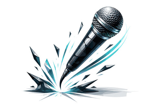 microphone drop bounce, the breakthrough moment showing the microphone rebounding upward with clean angular arcs and stabilized