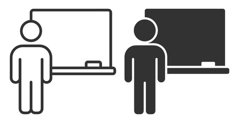 teacher and blackboard icons line and solid styles education symbol set on transparent background © Наталья Перова