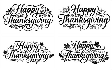 Elegant thanksgiving calligraphy designs four variations for festive greetings and autumn celebrations © Nasir Khan