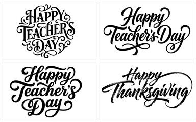 Elegant hand lettered typography for teacher appreciation and thanksgiving greetings © Nasir Khan