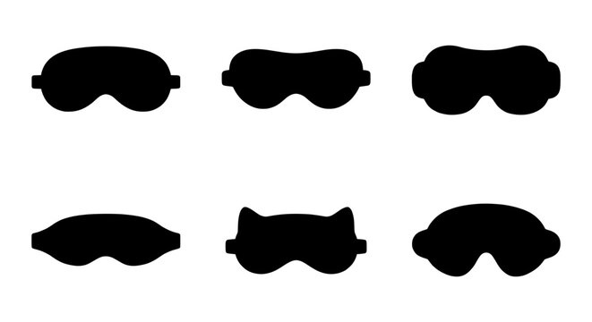 Sleep Mask Silhouettes, Eye Cover Icons, Rest Accessories, Night Blindfold Set
