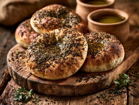 Middle Eastern flatbread with zaatar and olive oil