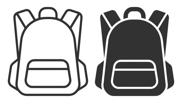 backpack icon set with outline and solid styles in vector format on transparent background