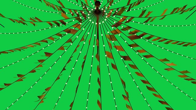 Hub pulsing, ribbons twisting, rippling on radial lights bulbs steady forming spiral on transparent