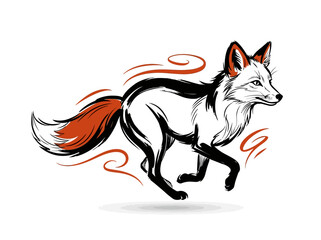 Obraz premium Fox Running Vector Illustration in Brushstroke Style