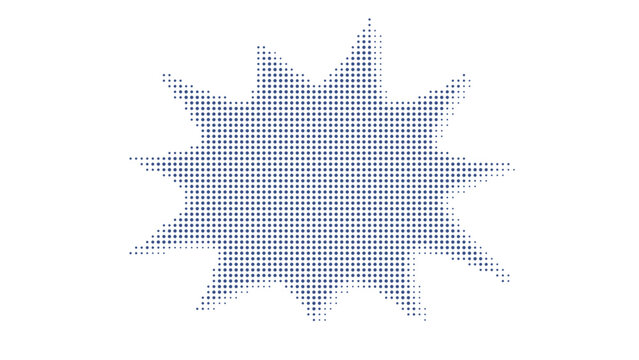 Abstract halftone geometric dots forming a star shape isolated on transparent background design element.