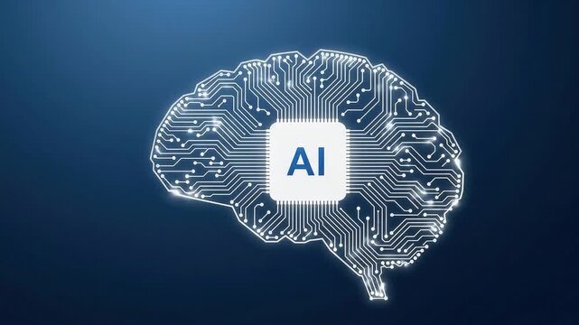 Artificial intelligence concept with digital brain circuit