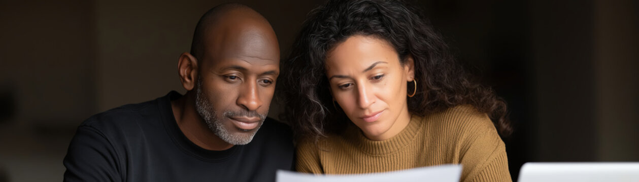 Couple Engaging in Thoughtful Discussion While Reviewing Documents Together