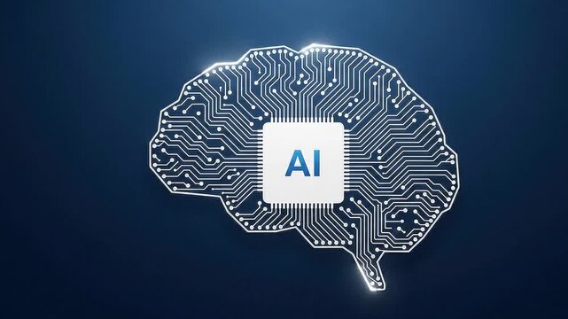 Ai brain concept with circuit board pattern
