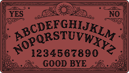 Halloween spirit board mystical occult divination vector illustration vintage game design set © MDHABIBUL
