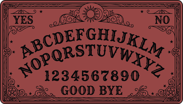 Halloween spirit board mystical occult divination vector illustration vintage game design set