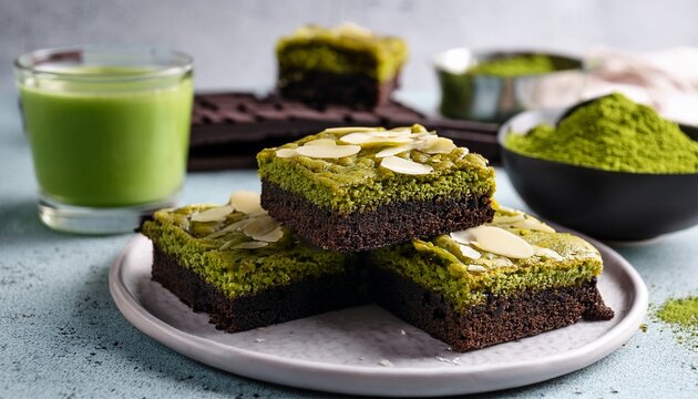 matcha brownies twist on classic brownies recipe made with matcha powder and white chocolate moist and soft texture