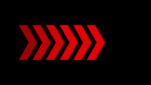 Right directional arrow loop animation. Animated arrows for the overlay video layer. arrow icon concept animation on black background