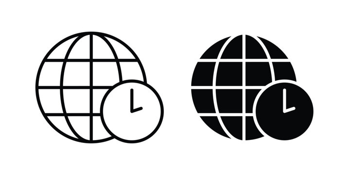 Time zones icon in black and white, best for Business