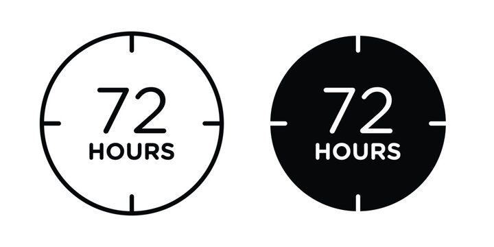 72 hours icon in black and white, best for Business